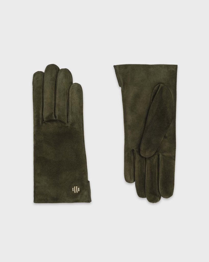 A pair of deep green premium Hamerli handmade leather gloves. 