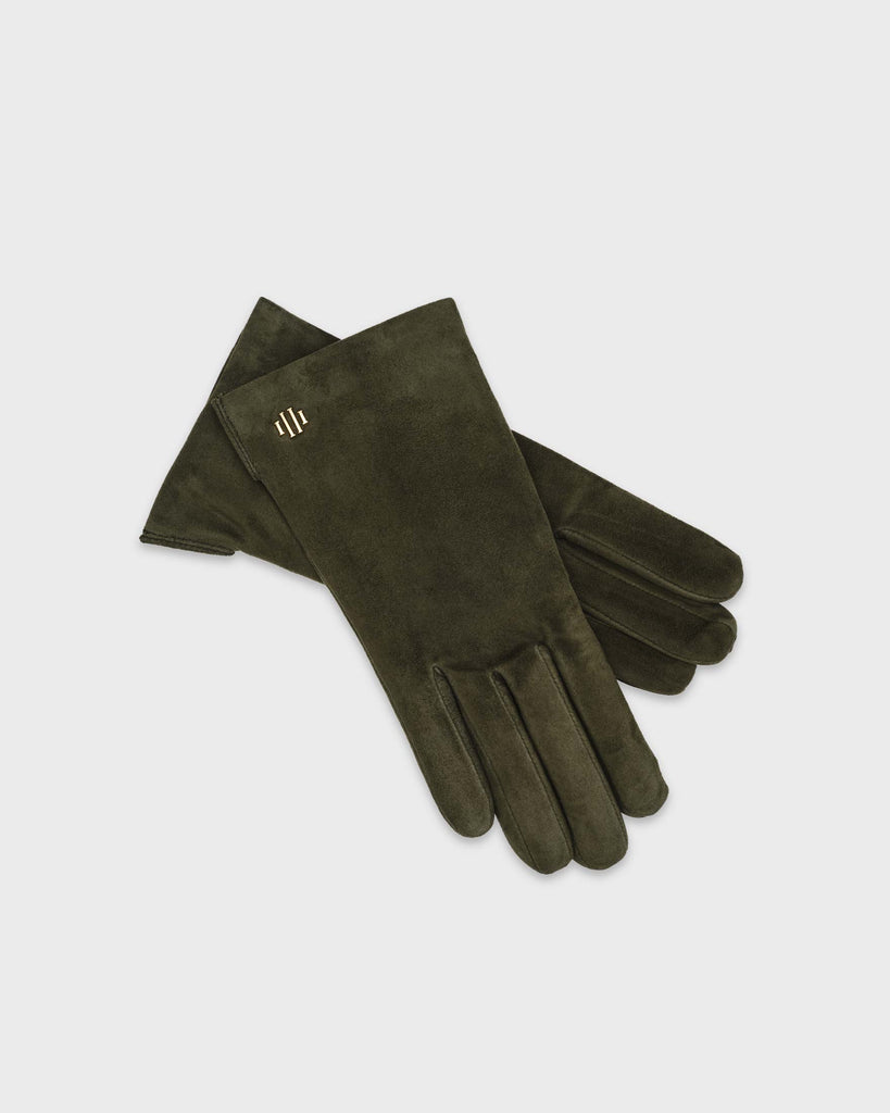 A pair of deep green premium Hamerli handmade leather gloves. 