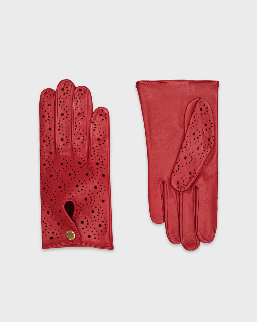 A pair of red premium Hamerli handmade leather goves.