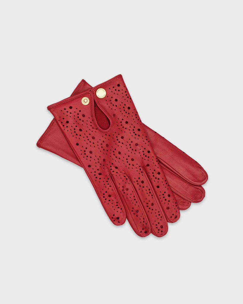 A pair of red premium Hamerli handmade leather goves.