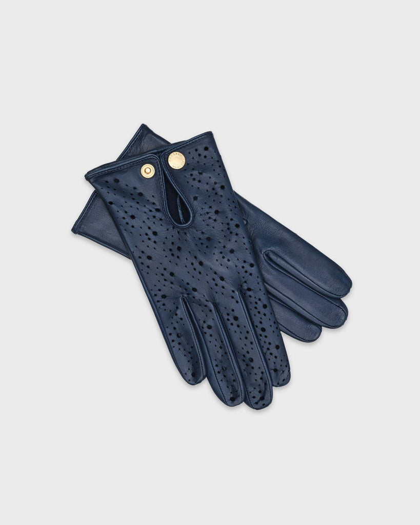 A pair of blue premium Hamerli handmade leather gloves. 