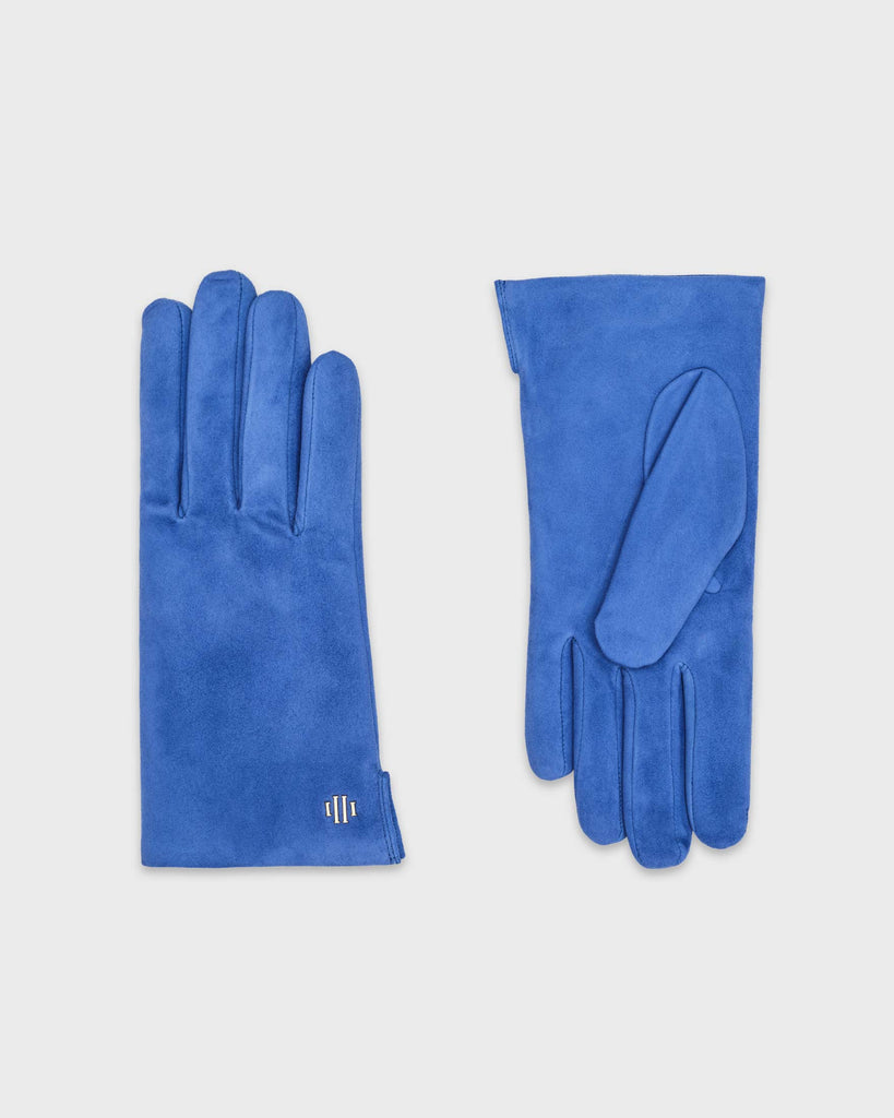 A pair of blue premium Hamerli handmade leather gloves.