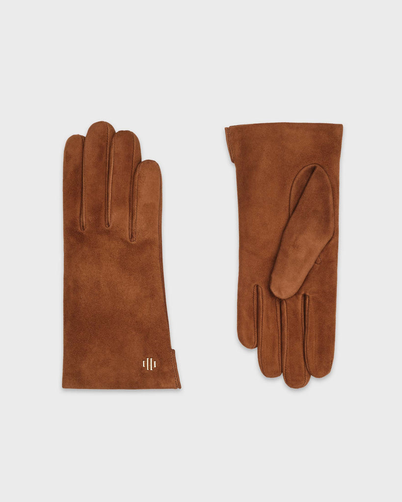 A pair of brown premium Hamerli handmade leather gloves.